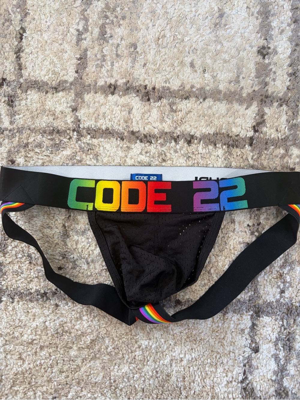Men's Black Rainbow Jockstrap